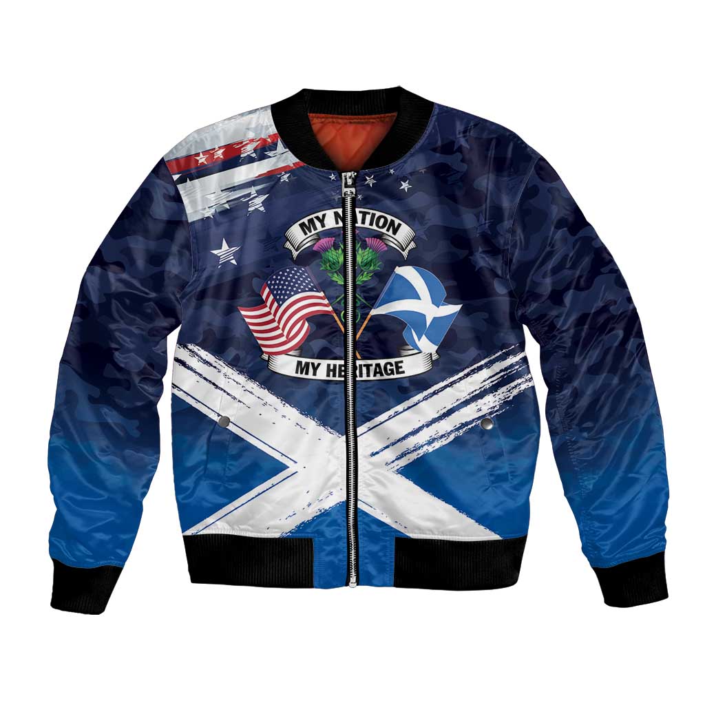 USA Scotland Flag Bomber Jacket My Nation My Heritage