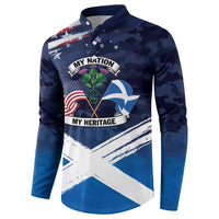USA Scotland Flag Button Sweatshirt My Nation My Heritage