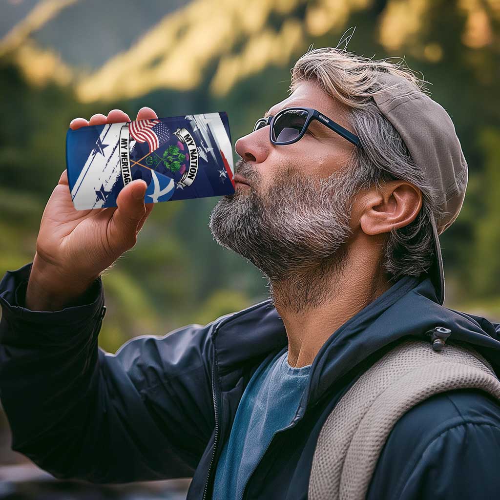 USA Scotland Flag 4 in 1 Can Cooler Tumbler My Nation My Heritage