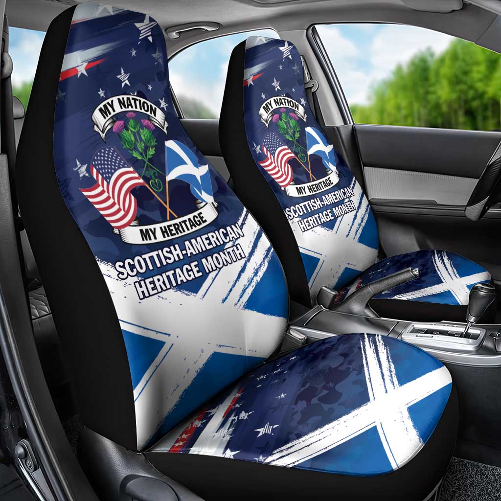 USA Scotland Flag Car Seat Cover My Nation My Heritage