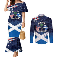 USA Scotland Flag Couples Matching Mermaid Dress and Long Sleeve Button Shirt My Nation My Heritage