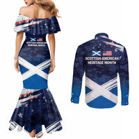 USA Scotland Flag Couples Matching Mermaid Dress and Long Sleeve Button Shirt My Nation My Heritage
