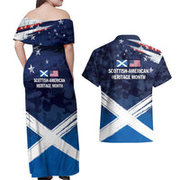 USA Scotland Flag Couples Matching Off Shoulder Maxi Dress and Hawaiian Shirt My Nation My Heritage