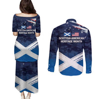 USA Scotland Flag Couples Matching Puletasi and Long Sleeve Button Shirt My Nation My Heritage