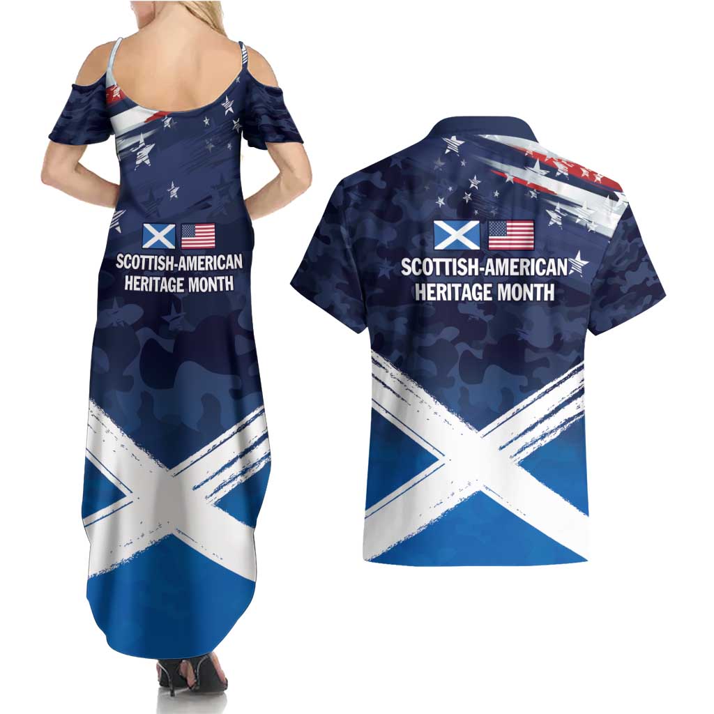 USA Scotland Flag Couples Matching Summer Maxi Dress and Hawaiian Shirt My Nation My Heritage