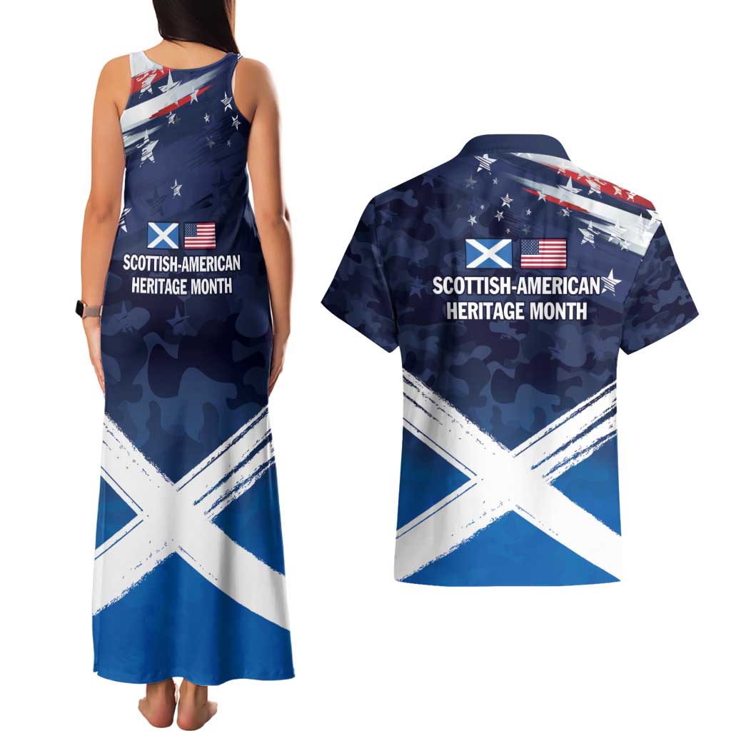 USA Scotland Flag Couples Matching Tank Maxi Dress and Hawaiian Shirt My Nation My Heritage