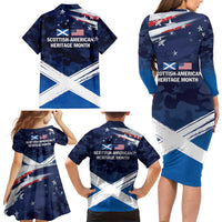 USA Scotland Flag Family Matching Long Sleeve Bodycon Dress and Hawaiian Shirt My Nation My Heritage