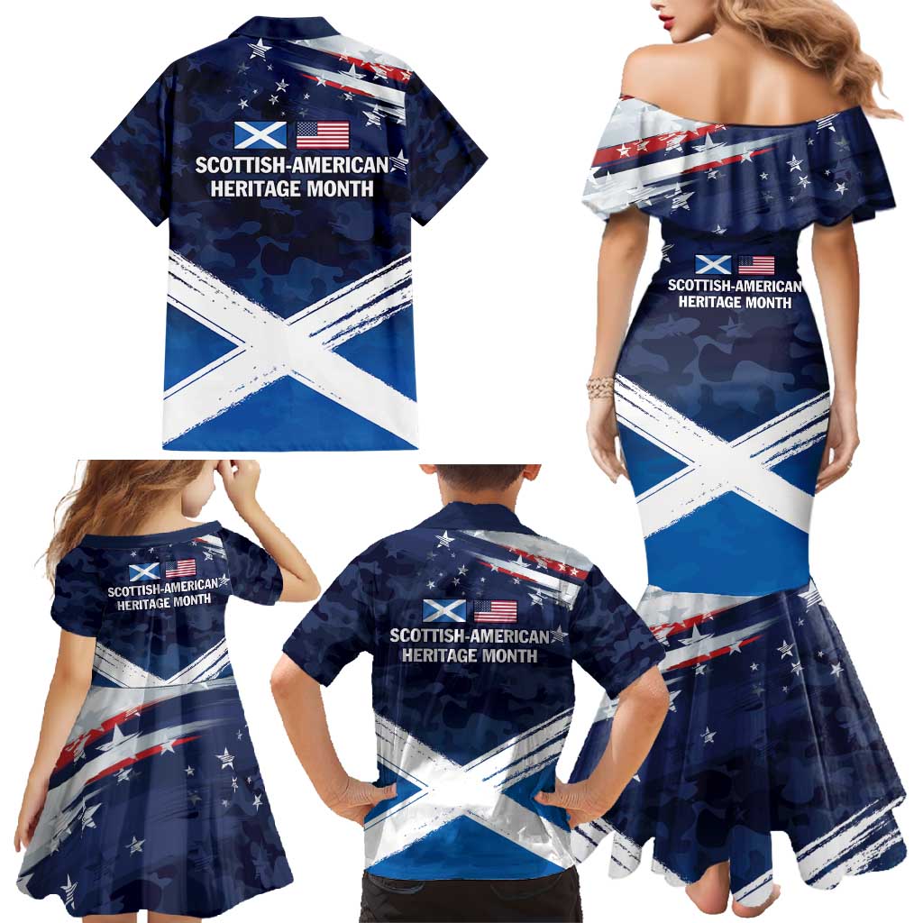 USA Scotland Flag Family Matching Mermaid Dress and Hawaiian Shirt My Nation My Heritage