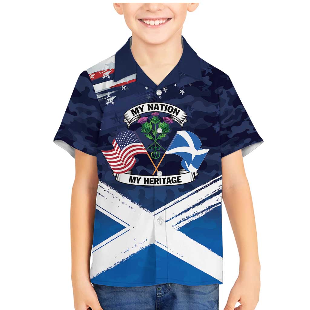 USA Scotland Flag Family Matching Mermaid Dress and Hawaiian Shirt My Nation My Heritage