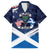 USA Scotland Flag Family Matching Off The Shoulder Long Sleeve Dress and Hawaiian Shirt My Nation My Heritage