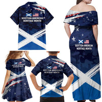 USA Scotland Flag Family Matching Off Shoulder Maxi Dress and Hawaiian Shirt My Nation My Heritage