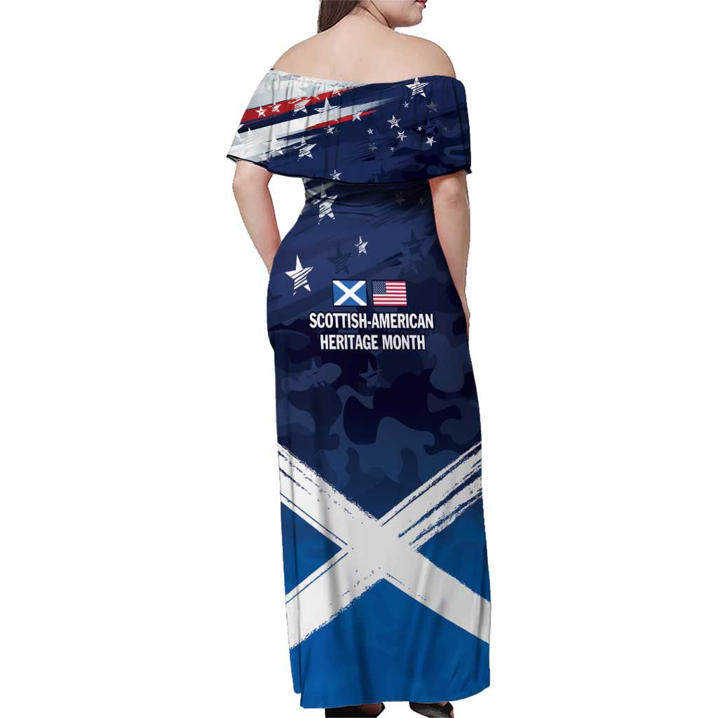 USA Scotland Flag Family Matching Off Shoulder Maxi Dress and Hawaiian Shirt My Nation My Heritage