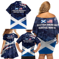 USA Scotland Flag Family Matching Off Shoulder Short Dress and Hawaiian Shirt My Nation My Heritage