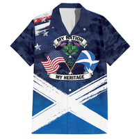 USA Scotland Flag Family Matching Off Shoulder Short Dress and Hawaiian Shirt My Nation My Heritage