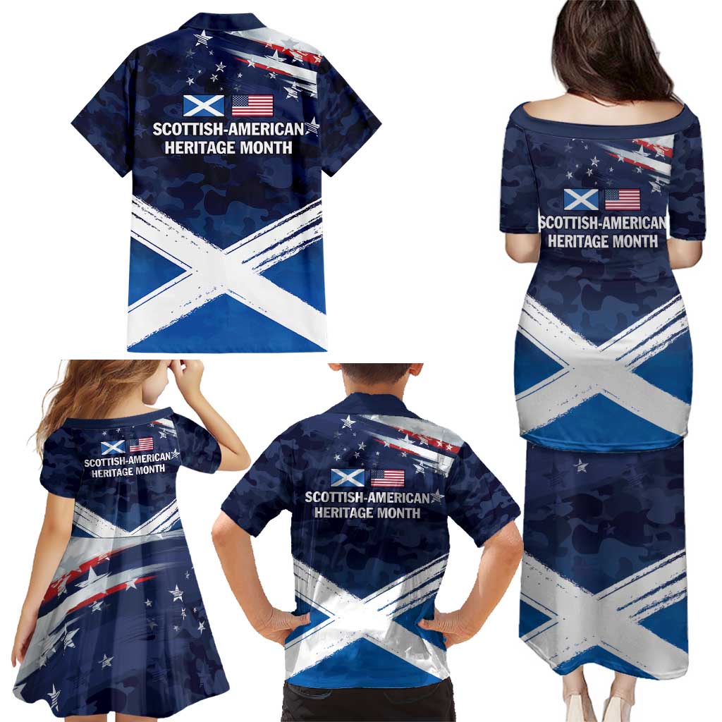 USA Scotland Flag Family Matching Puletasi and Hawaiian Shirt My Nation My Heritage