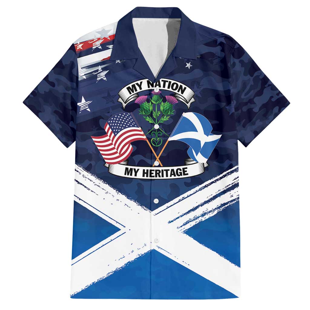USA Scotland Flag Family Matching Puletasi and Hawaiian Shirt My Nation My Heritage