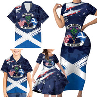 USA Scotland Flag Family Matching Short Sleeve Bodycon Dress and Hawaiian Shirt My Nation My Heritage