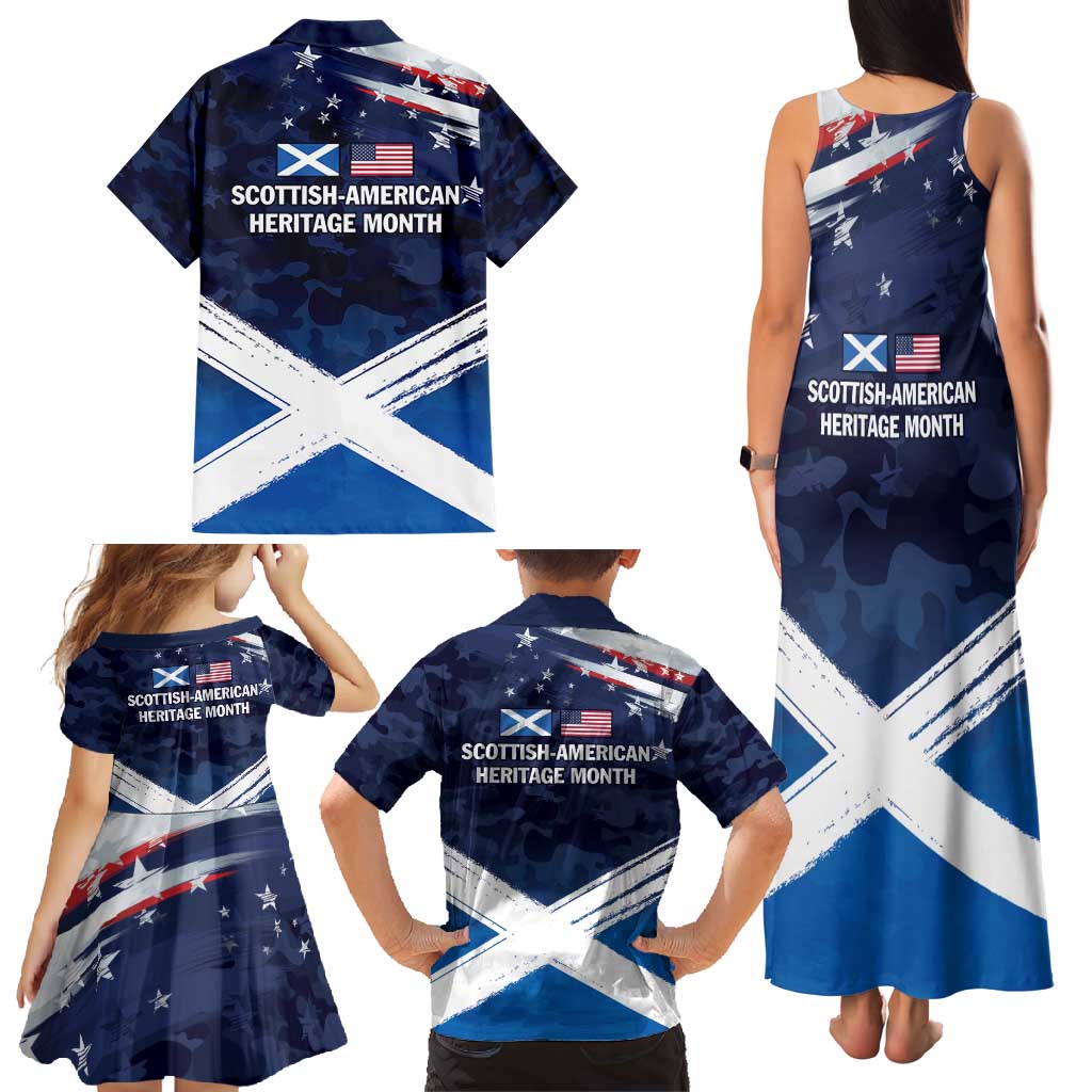 USA Scotland Flag Family Matching Tank Maxi Dress and Hawaiian Shirt My Nation My Heritage