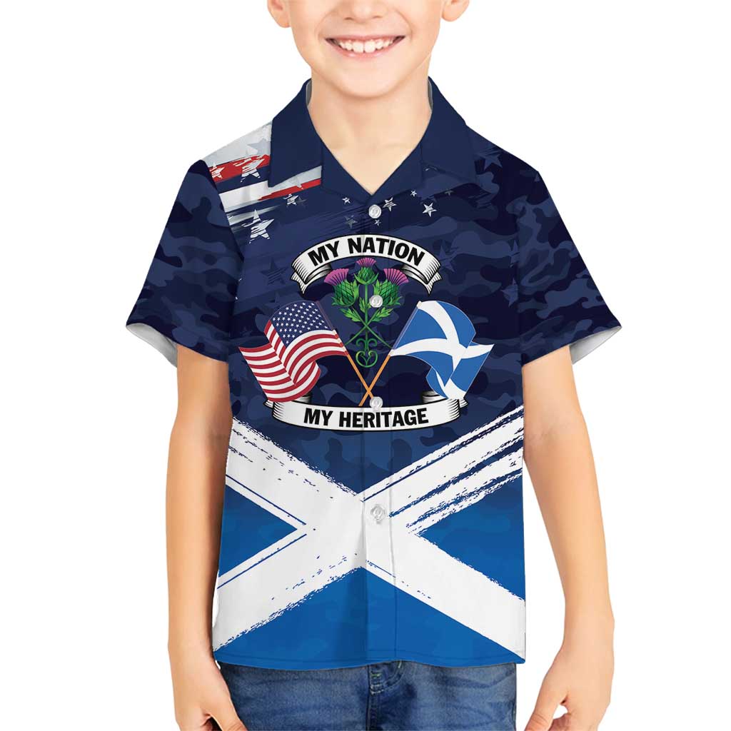 USA Scotland Flag Family Matching Tank Maxi Dress and Hawaiian Shirt My Nation My Heritage