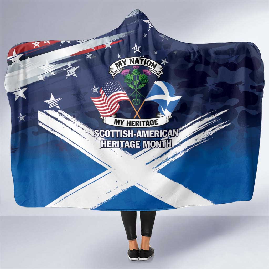 USA Scotland Flag Hooded Blanket My Nation My Heritage