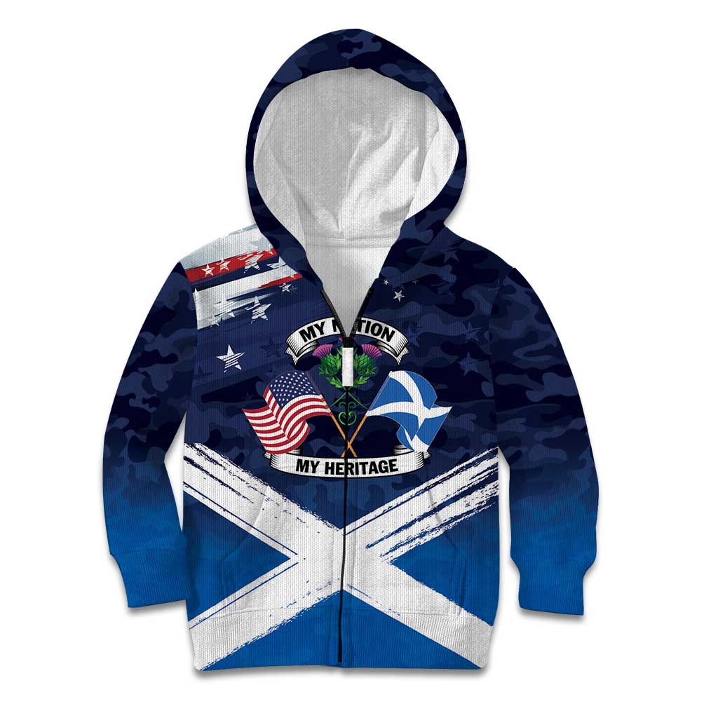 USA Scotland Flag Kid Hoodie My Nation My Heritage