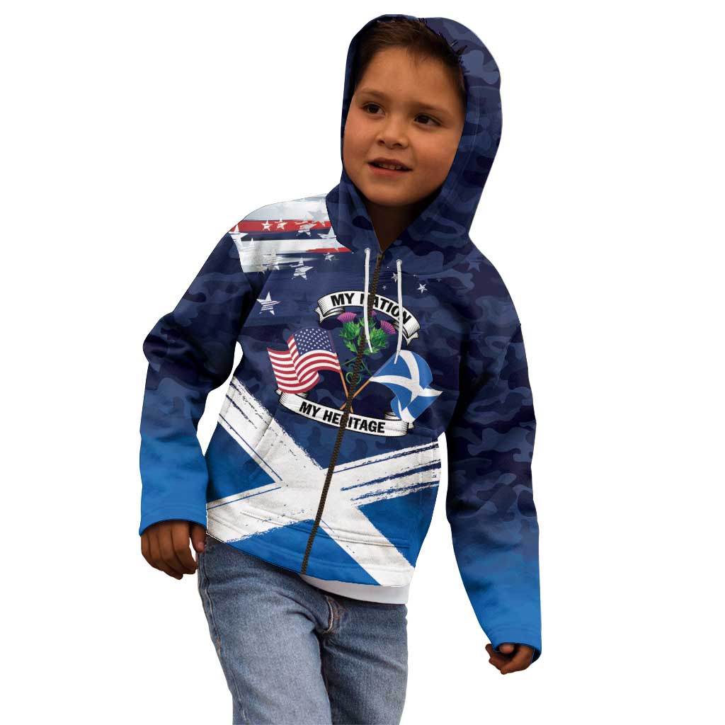 USA Scotland Flag Kid Hoodie My Nation My Heritage