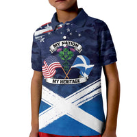 USA Scotland Flag Kid Polo Shirt My Nation My Heritage