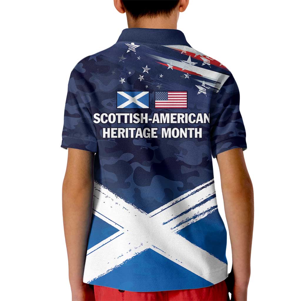 USA Scotland Flag Kid Polo Shirt My Nation My Heritage