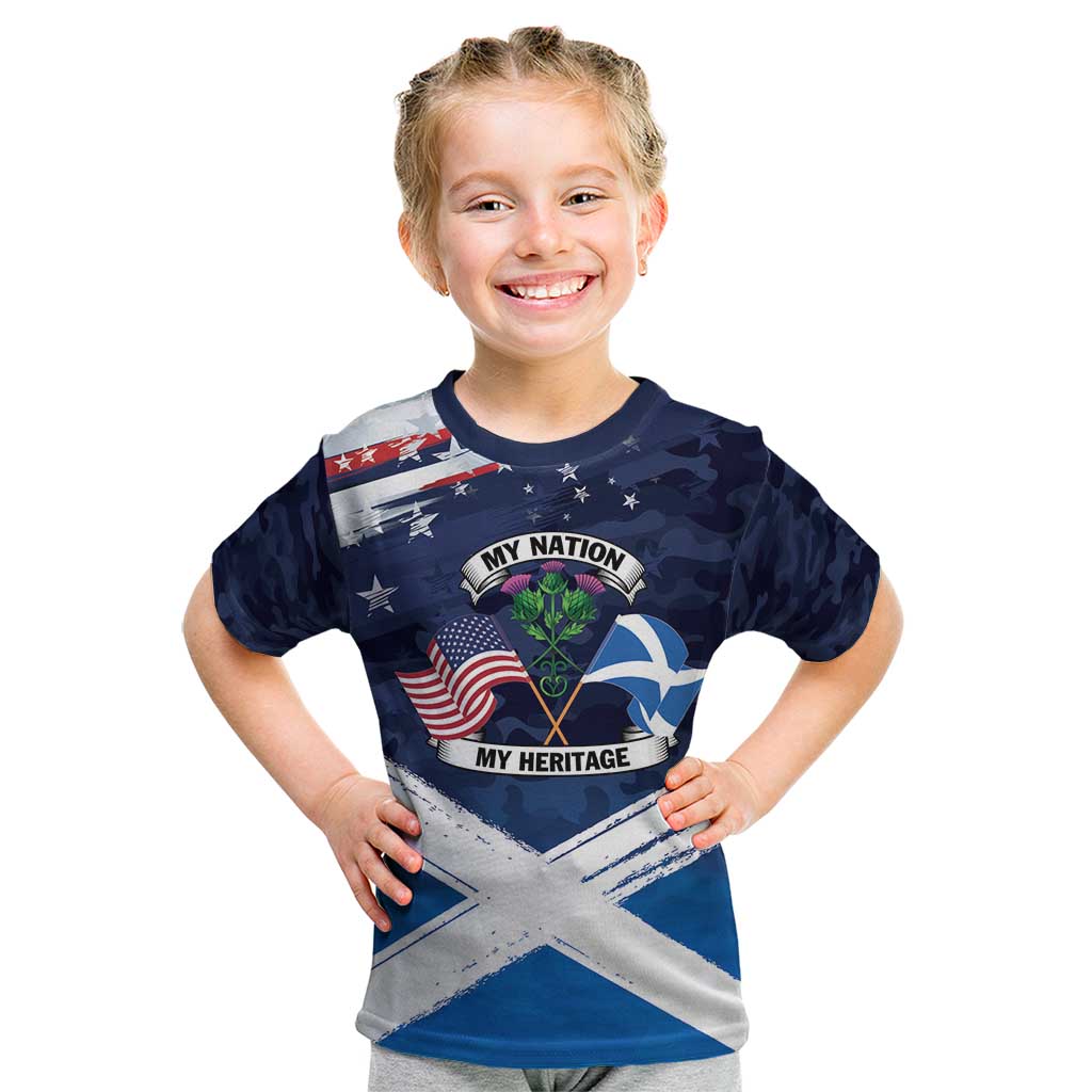 USA Scotland Flag Kid T Shirt My Nation My Heritage