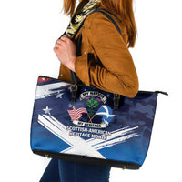 USA Scotland Flag Leather Tote Bag My Nation My Heritage