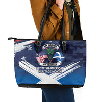 USA Scotland Flag Leather Tote Bag My Nation My Heritage