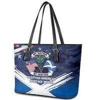USA Scotland Flag Leather Tote Bag My Nation My Heritage