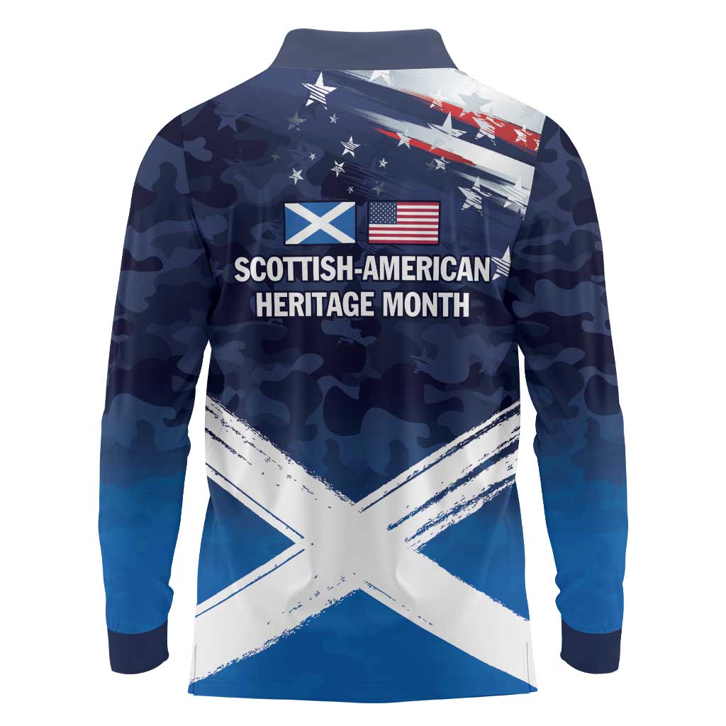 USA Scotland Flag Long Sleeve Polo Shirt My Nation My Heritage