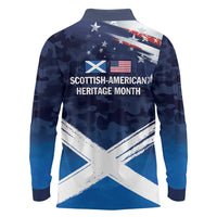 USA Scotland Flag Long Sleeve Polo Shirt My Nation My Heritage