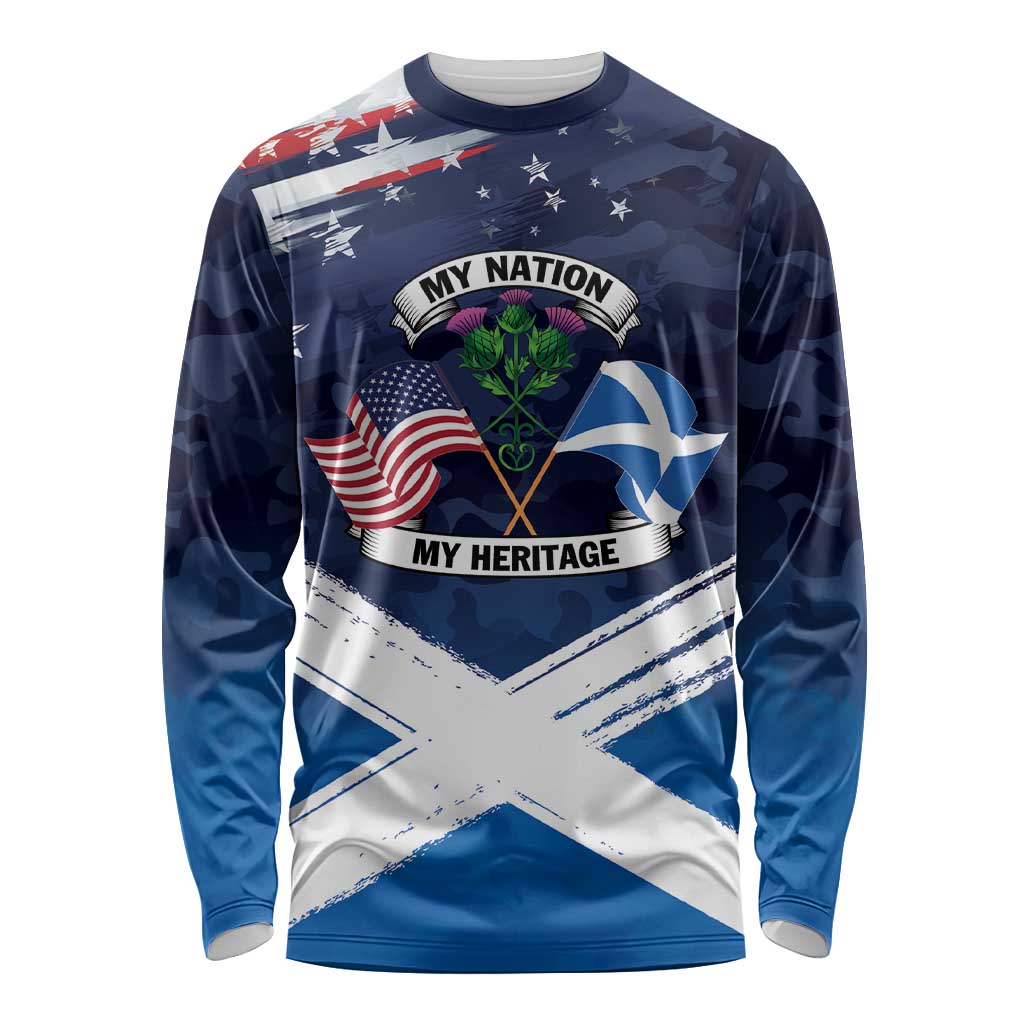 USA Scotland Flag Long Sleeve Shirt My Nation My Heritage