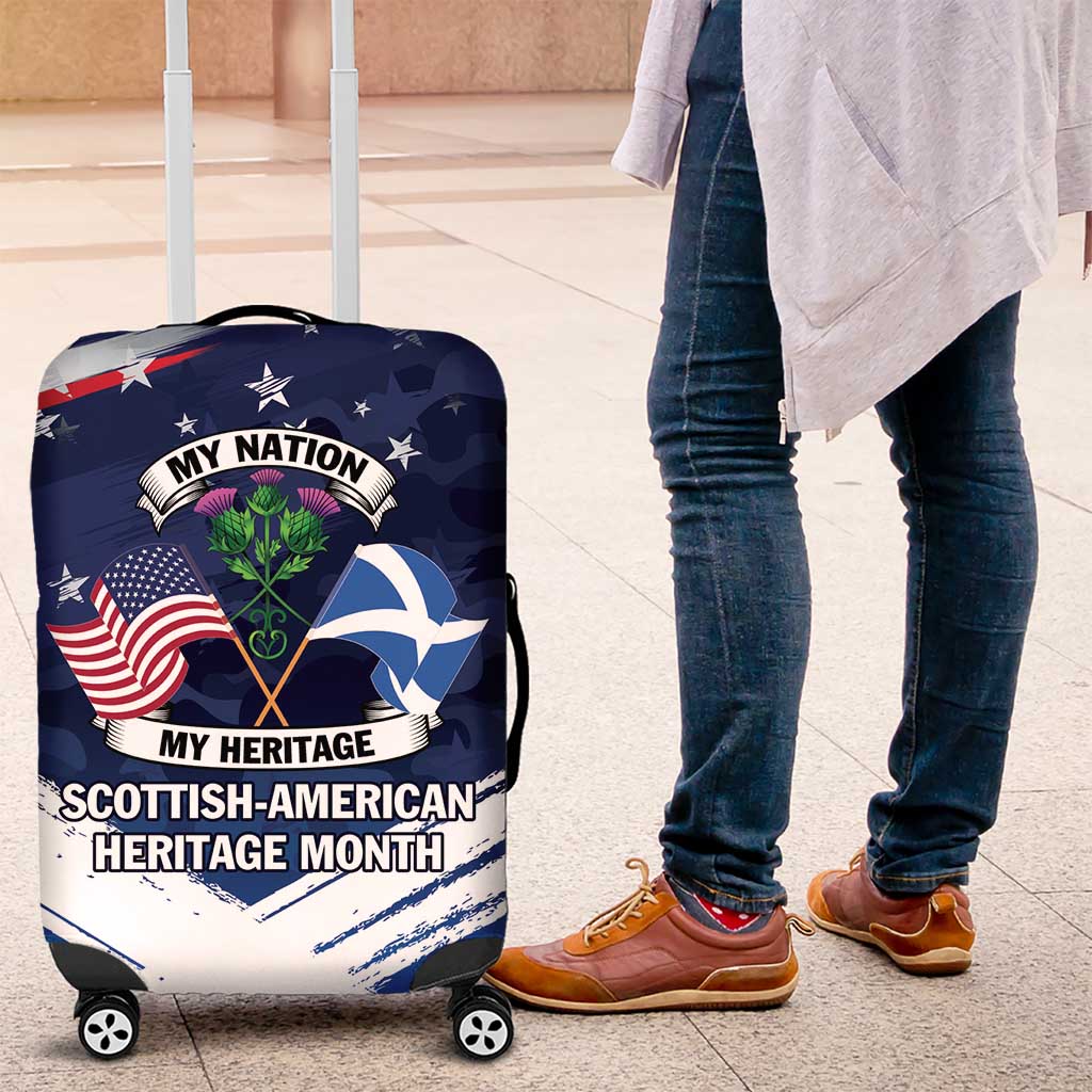 USA Scotland Flag Luggage Cover My Nation My Heritage