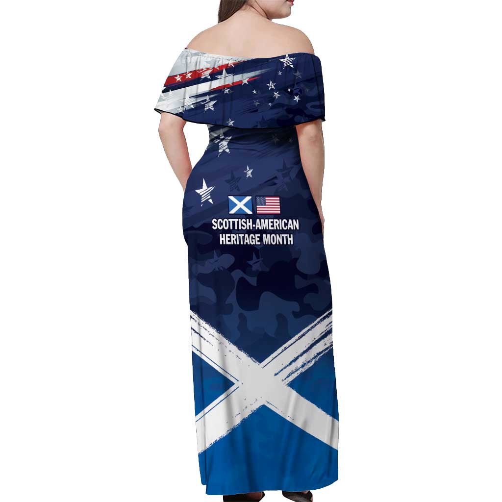 USA Scotland Flag Off Shoulder Maxi Dress My Nation My Heritage
