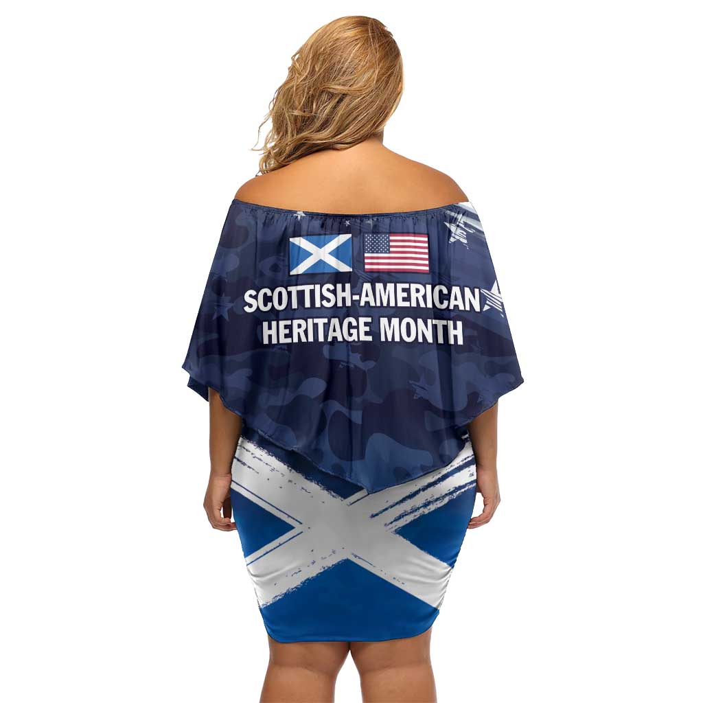 USA Scotland Flag Off Shoulder Short Dress My Nation My Heritage