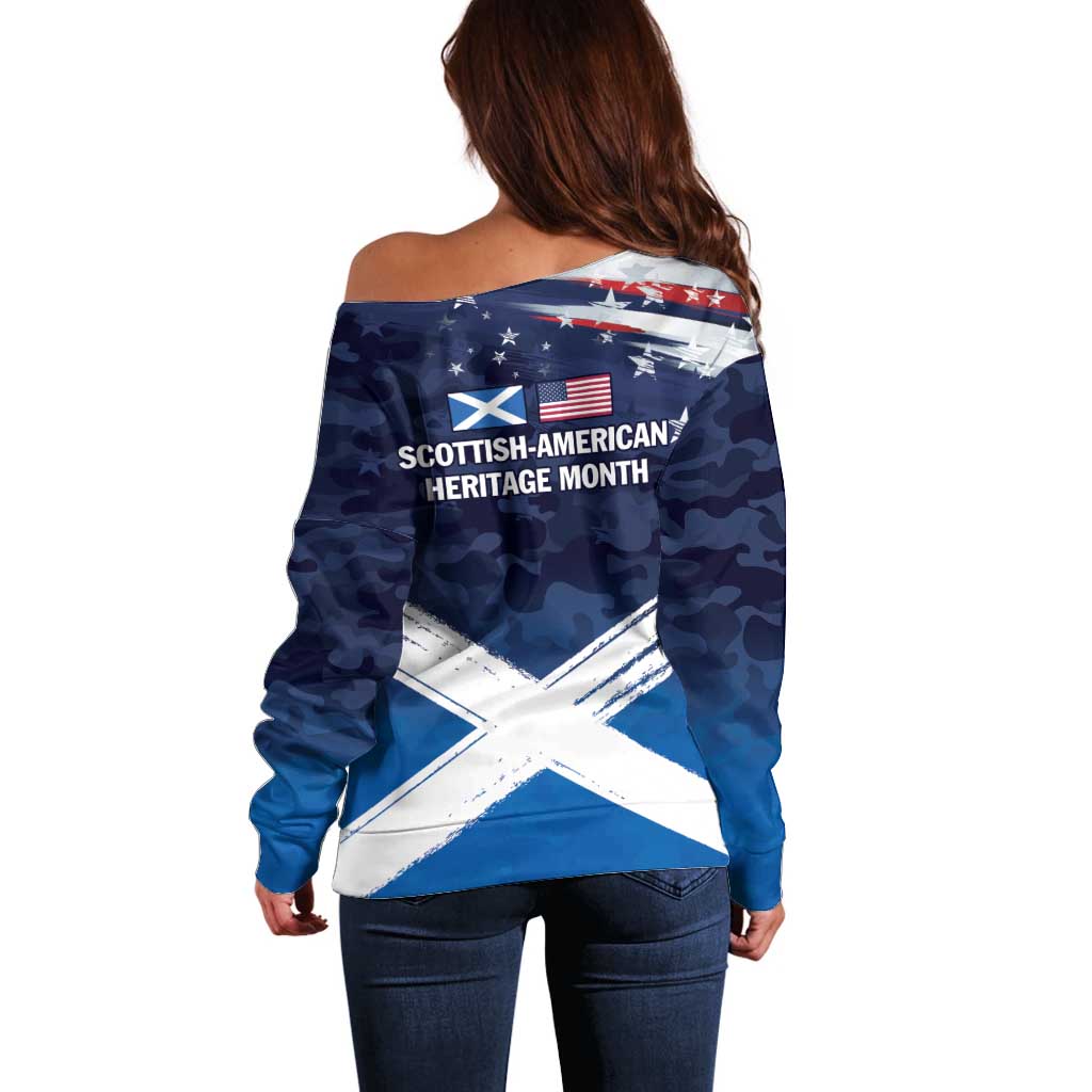 USA Scotland Flag Off Shoulder Sweater My Nation My Heritage