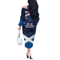 USA Scotland Flag Off The Shoulder Long Sleeve Dress My Nation My Heritage