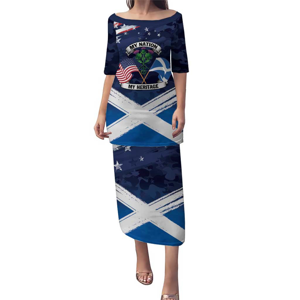 USA Scotland Flag Puletasi My Nation My Heritage