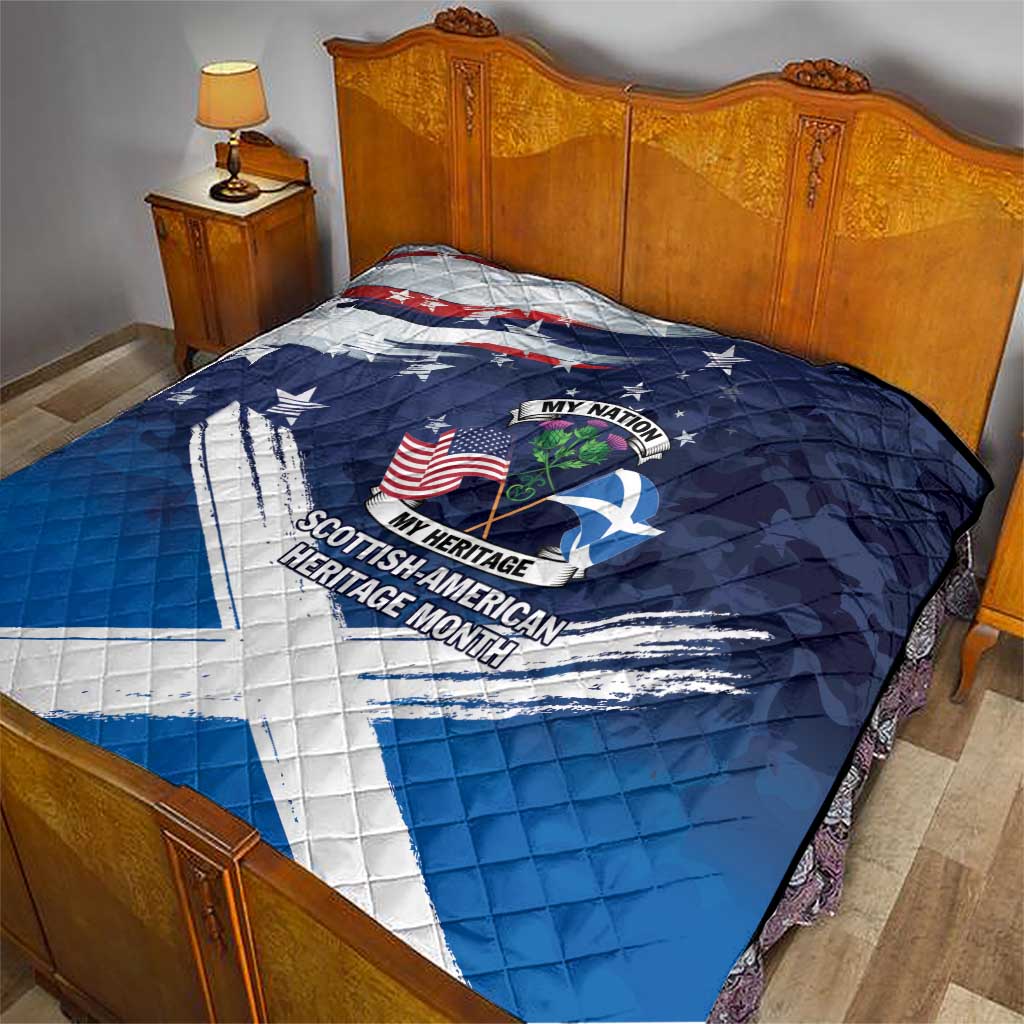 USA Scotland Flag Quilt My Nation My Heritage