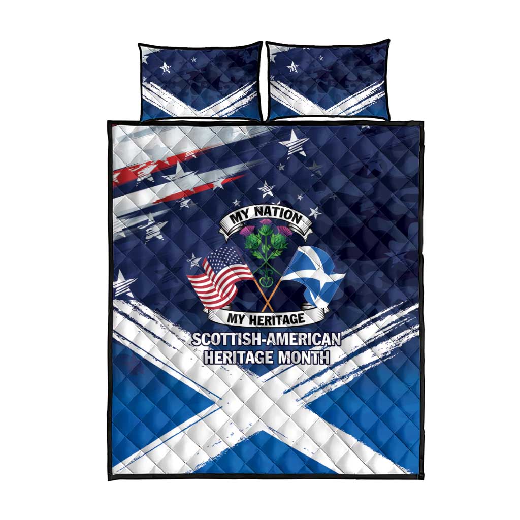 USA Scotland Flag Quilt Bed Set My Nation My Heritage