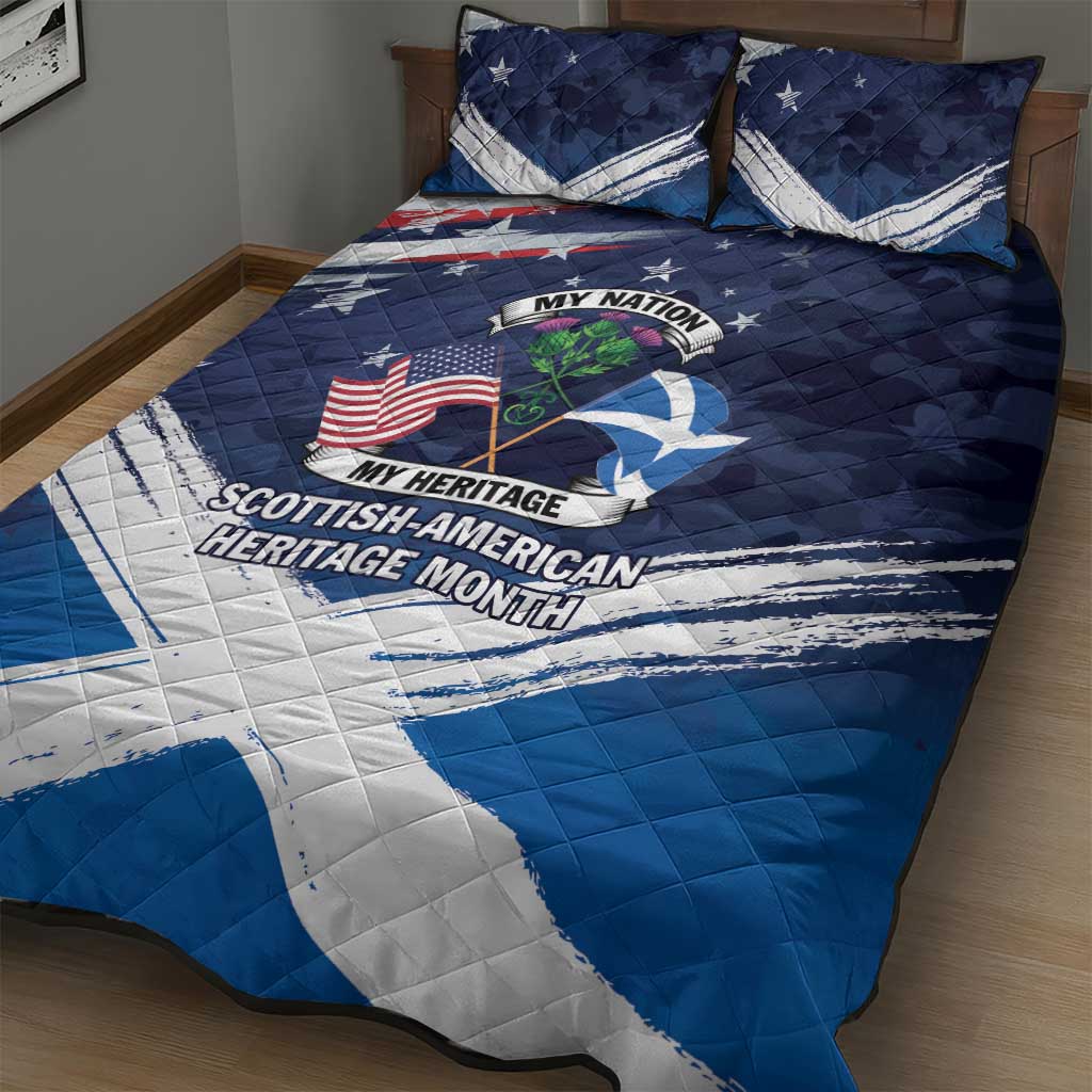 USA Scotland Flag Quilt Bed Set My Nation My Heritage
