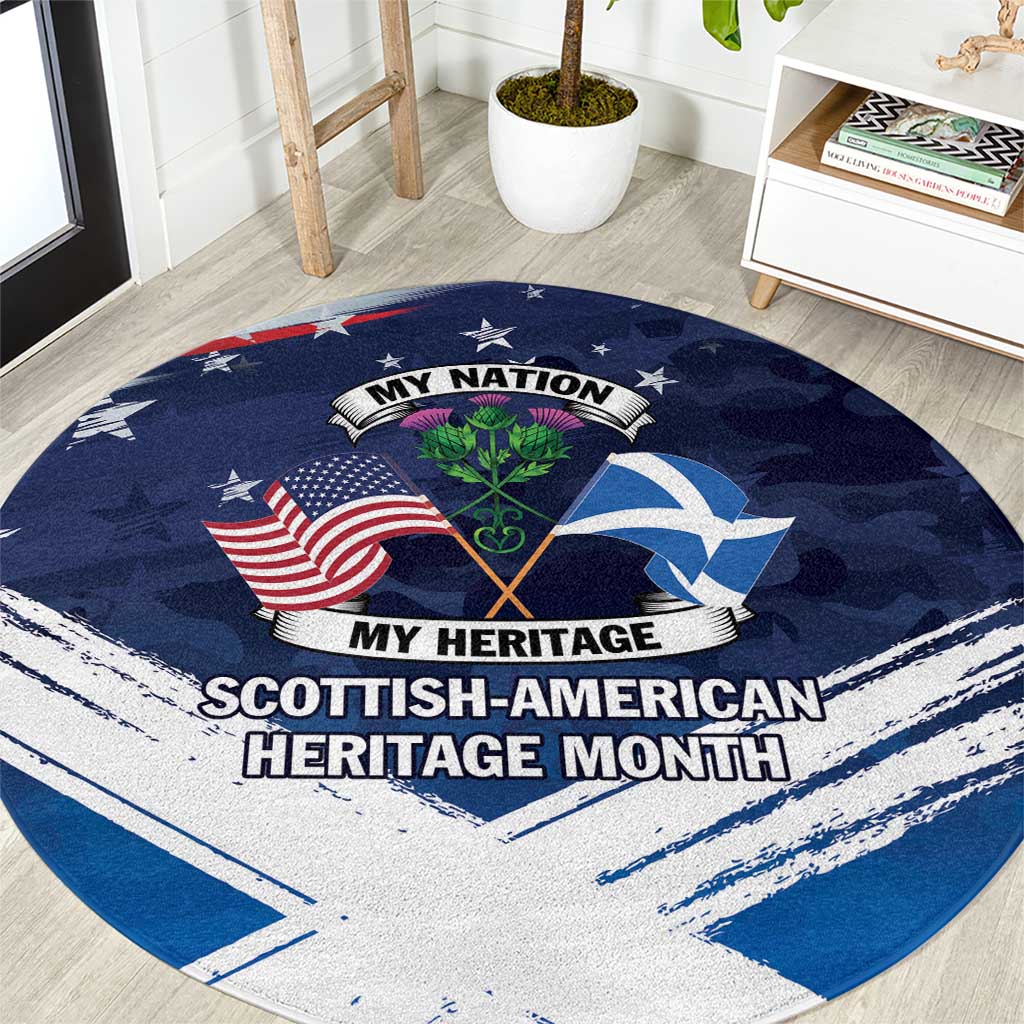 USA Scotland Flag Round Carpet My Nation My Heritage