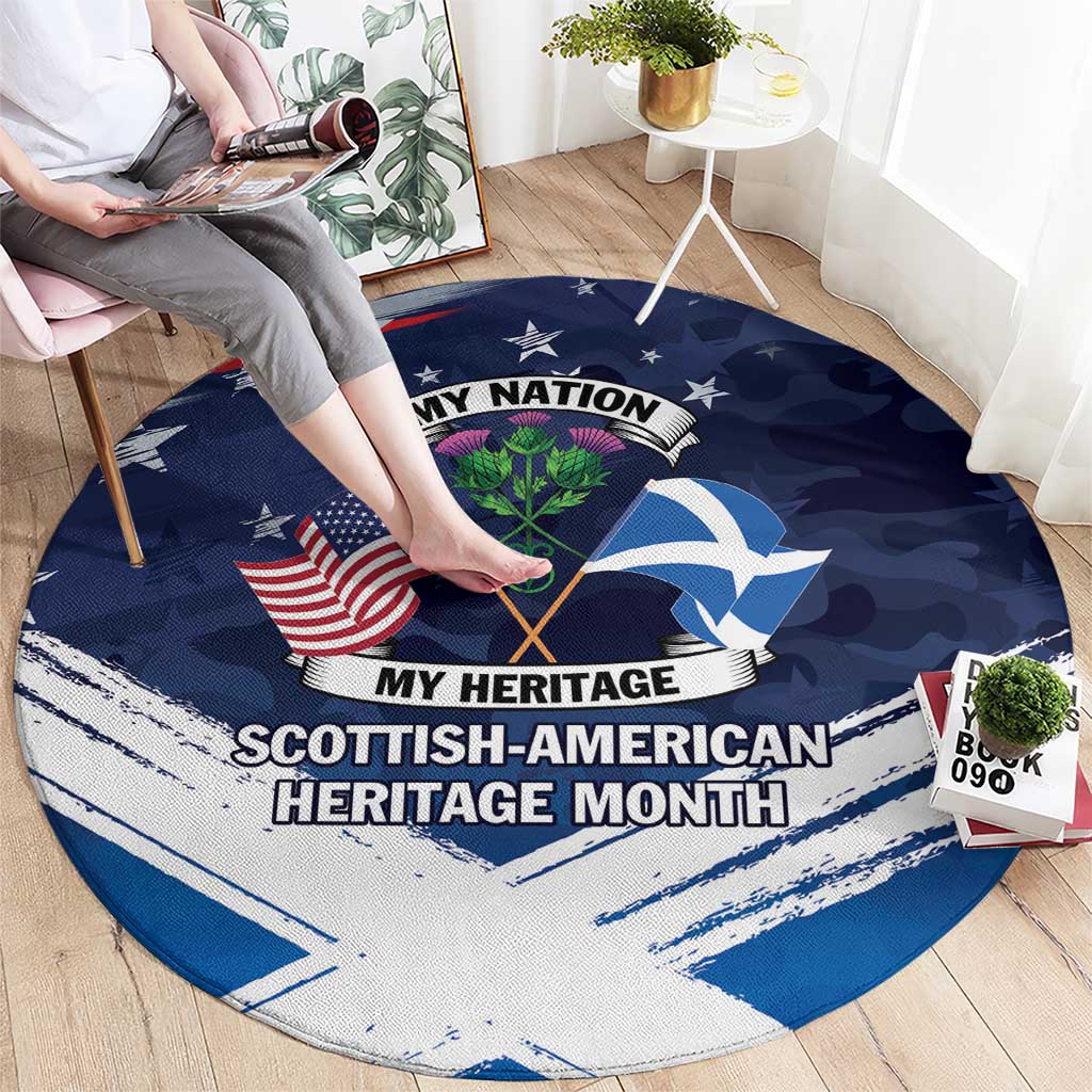 USA Scotland Flag Round Carpet My Nation My Heritage