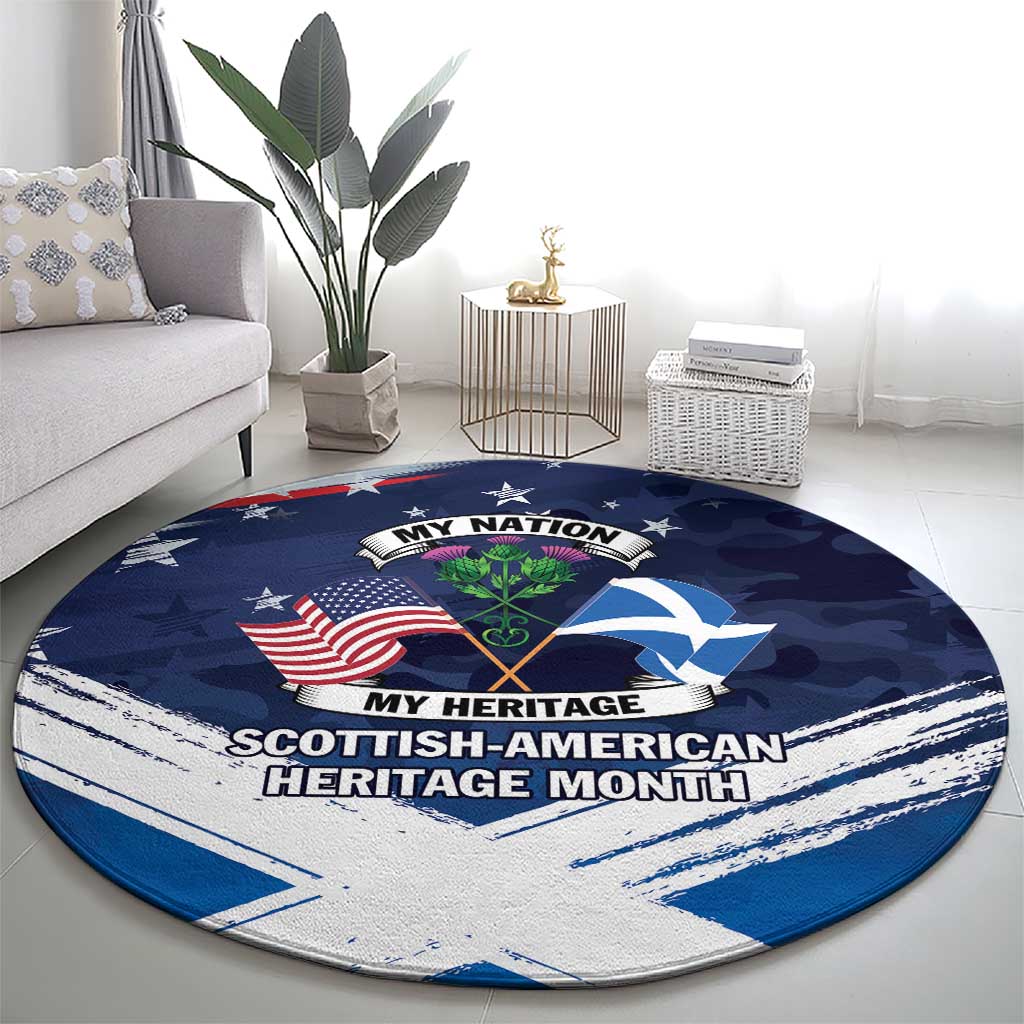 USA Scotland Flag Round Carpet My Nation My Heritage