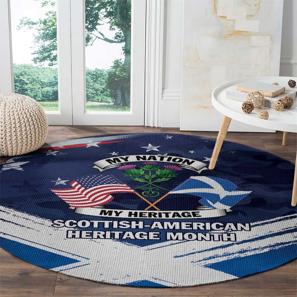 USA Scotland Flag Round Carpet My Nation My Heritage