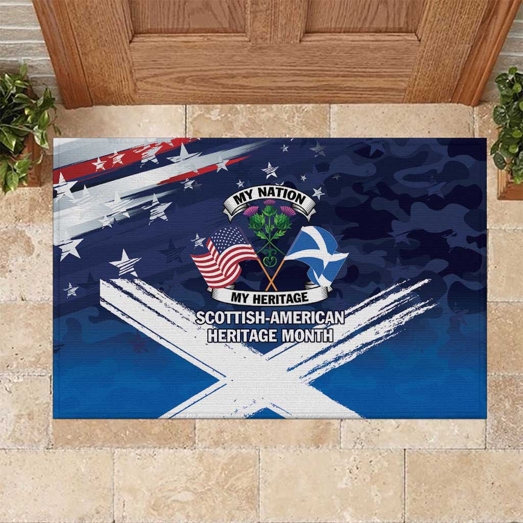 USA Scotland Flag Rubber Doormat My Nation My Heritage