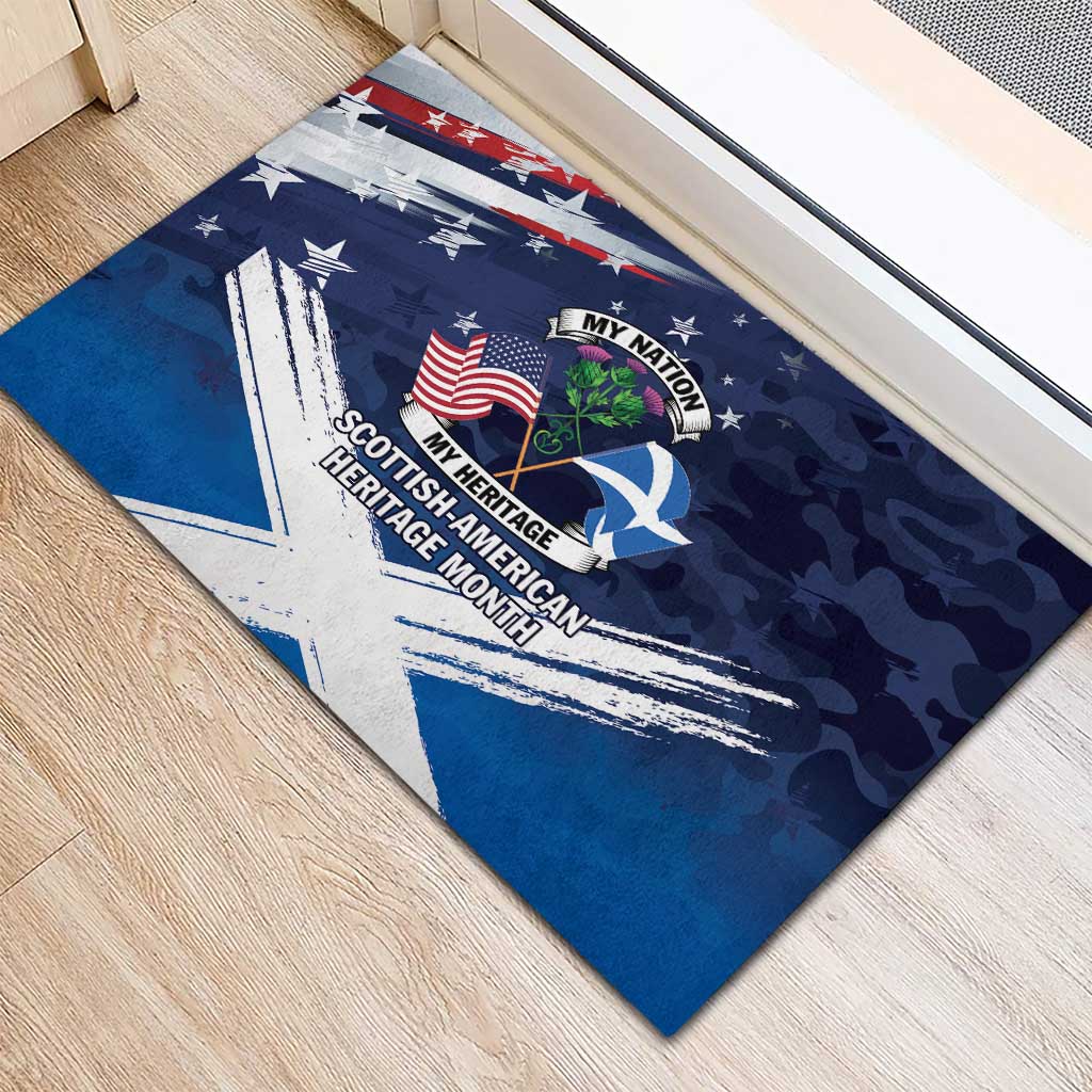 USA Scotland Flag Rubber Doormat My Nation My Heritage
